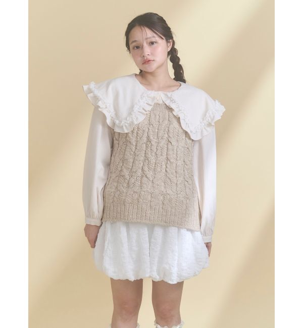merry jenny「フリルカラーニットドッキングブラウス」|シャツ・ブラウス|
