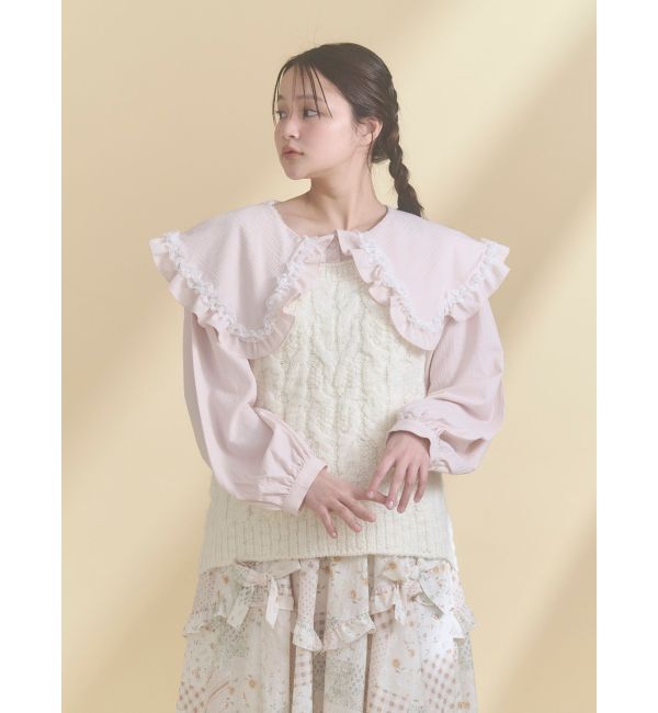 merry jenny「フリルカラーニットドッキングブラウス」|シャツ・ブラウス|