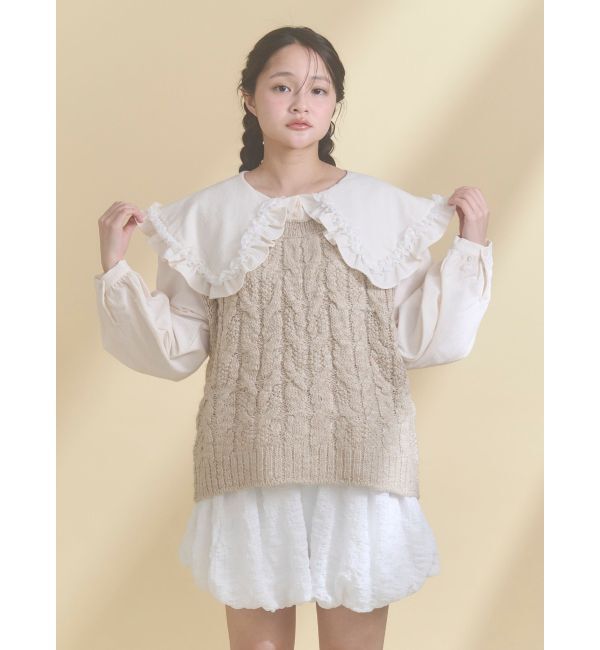 merry jenny「フリルカラーニットドッキングブラウス」|シャツ・ブラウス|