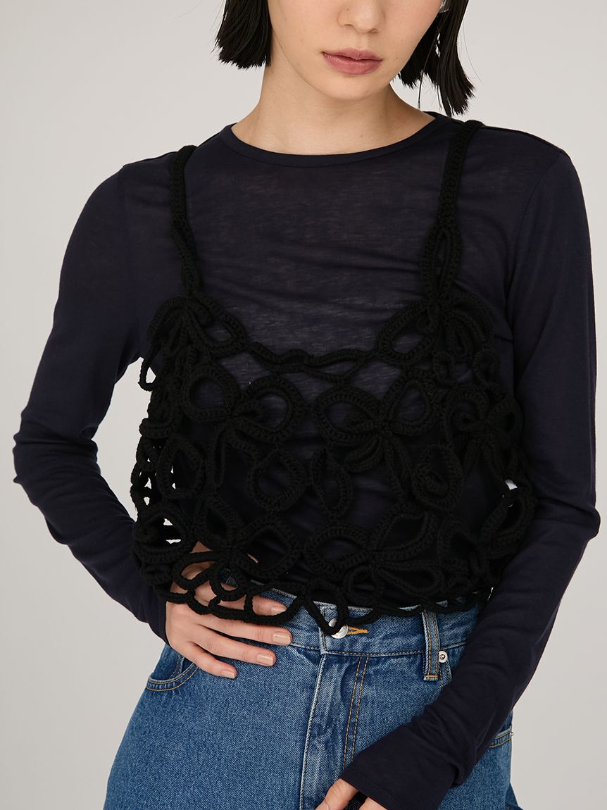 emmi atelier「かぎ針ハンドニットビスチェ」|ベスト・ジレ|