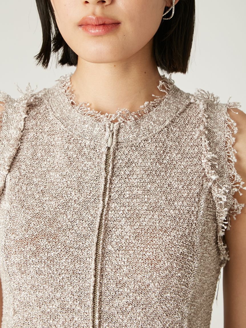 FRAY I.D「ラメスラブヤーンジップニットジレ」|ニット・セーター|