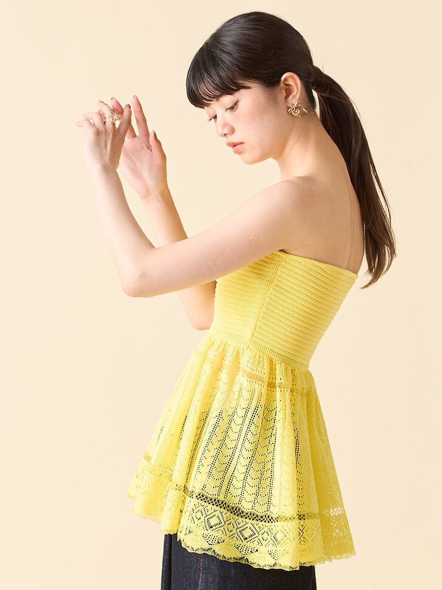 LILY BROWN「レーシーベアニットペプラムビスチェ」|ベスト・ジレ|