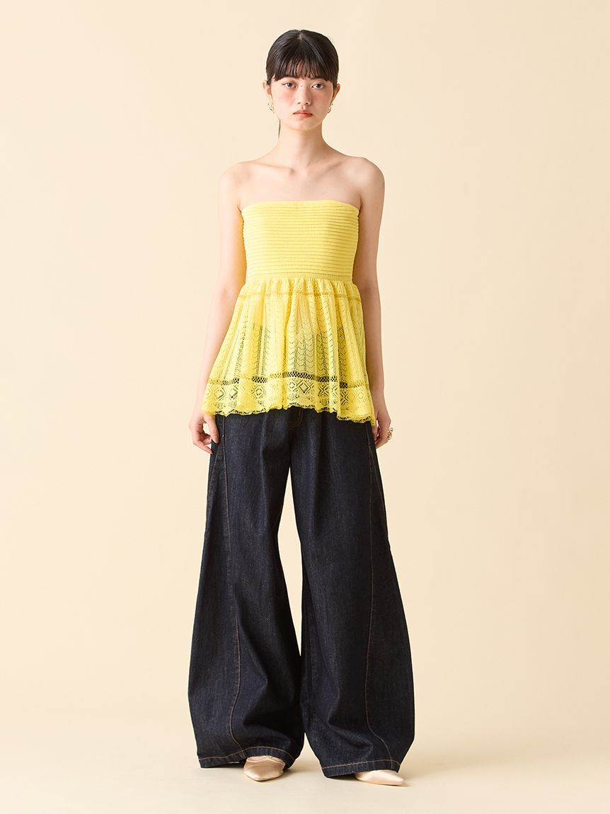 LILY BROWN「レーシーベアニットペプラムビスチェ」|ベスト・ジレ|