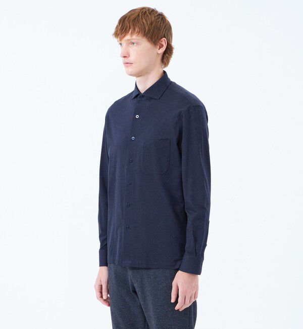 MACKINTOSH PHILOSOPHY「ホリゾンタルカラー ジャージーシャツ ギンガム/無地」|シャツ・ブラウス|