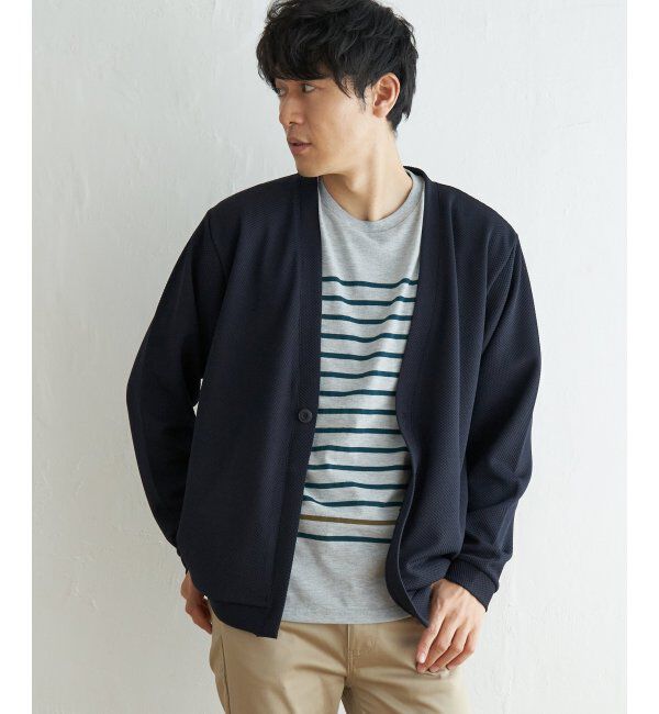 ikka「パイナップルワンボタンカーデ」|カーディガン|ネイビー