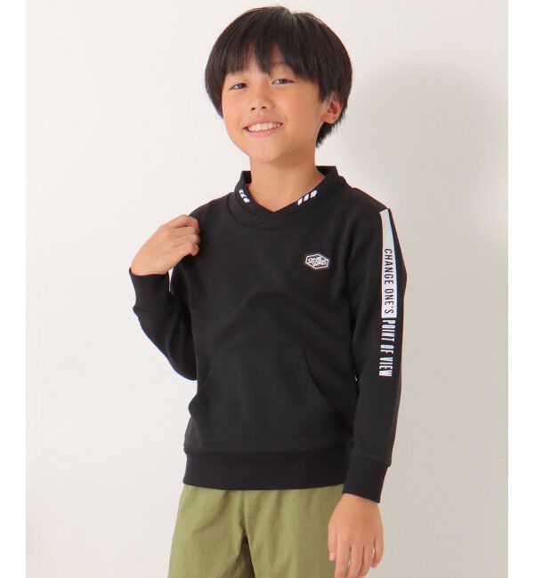 ikka kids「チビハイネック袖ロゴトレーナー（120~160cm）」|Tシャツ・カットソー|ブラック