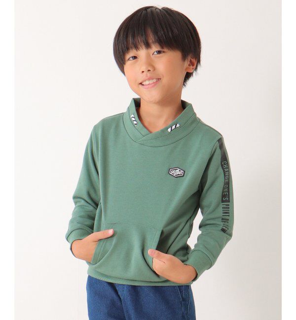 ikka kids「チビハイネック袖ロゴトレーナー（120~160cm）」|Tシャツ・カットソー|