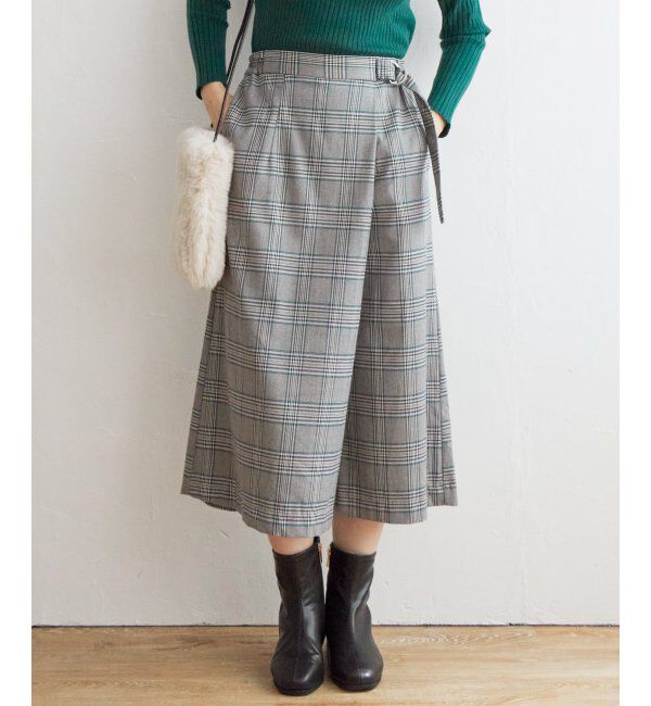 IKKA LOUNGE「スカートフウチェックパンツ」|その他|グレイ