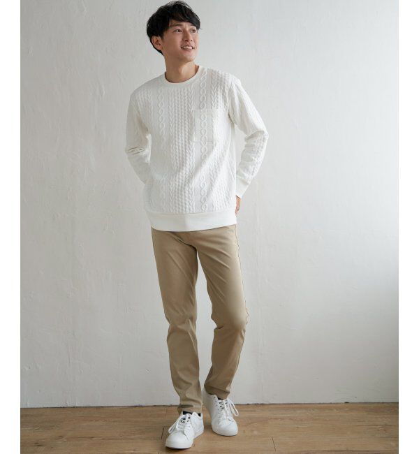 ikka「ふくれジャカードクルーネックプルオーバー」|パーカー|