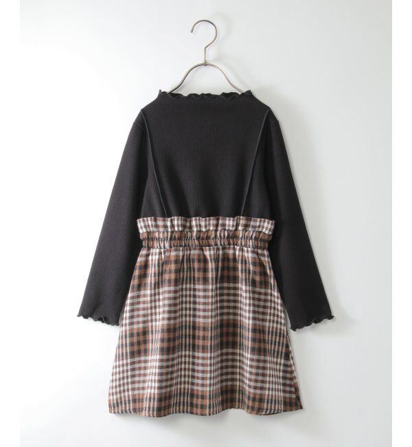 ikka kids「メローリブドッキングワンピース（120~160cm）」|スカート|ブラック