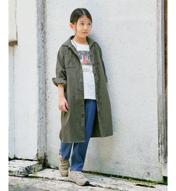 ikka kids「【親子おそろい】8分袖スキッパーシャツワンピース（120~160cm）」|スカート|