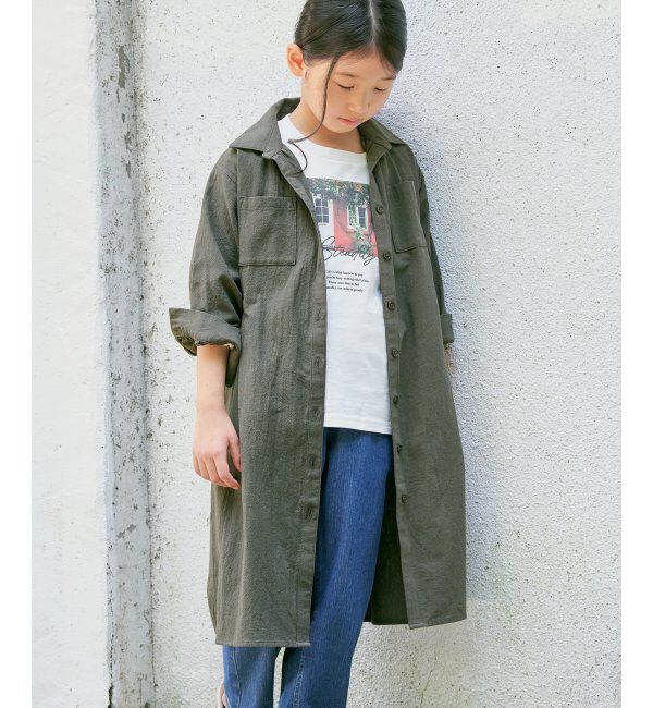 ikka kids「【親子おそろい】8分袖スキッパーシャツワンピース（120~160cm）」|スカート|