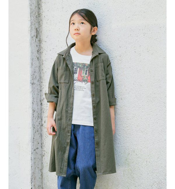 ikka kids「【親子おそろい】8分袖スキッパーシャツワンピース（120~160cm）」|スカート|