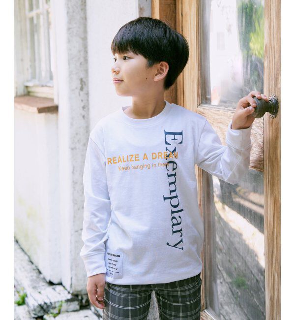 ikka kids「縦ロゴプリントロングTシャツ（120~160cm）」|Tシャツ・カットソー|