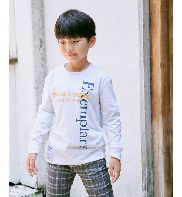 ikka kids「縦ロゴプリントロングTシャツ（120~160cm）」|Tシャツ・カットソー|