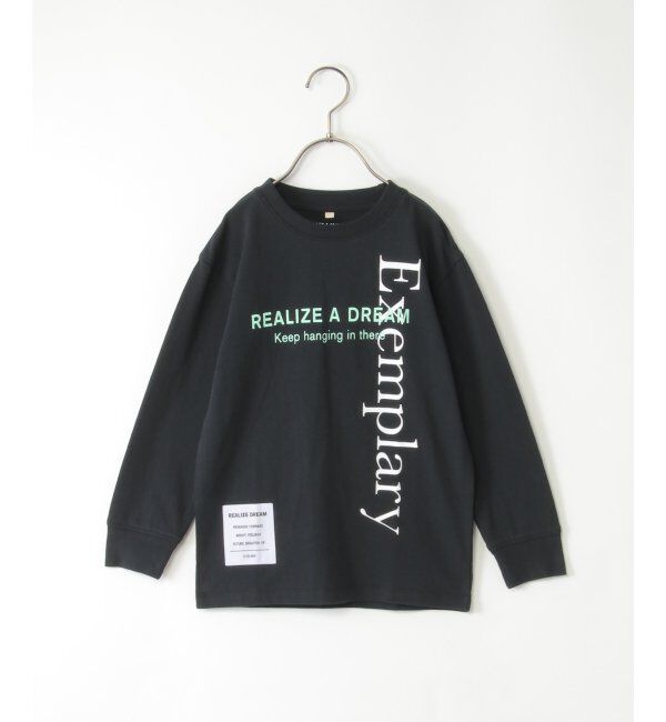 ikka kids「縦ロゴプリントロングTシャツ（120~160cm）」|Tシャツ・カットソー|ブラック