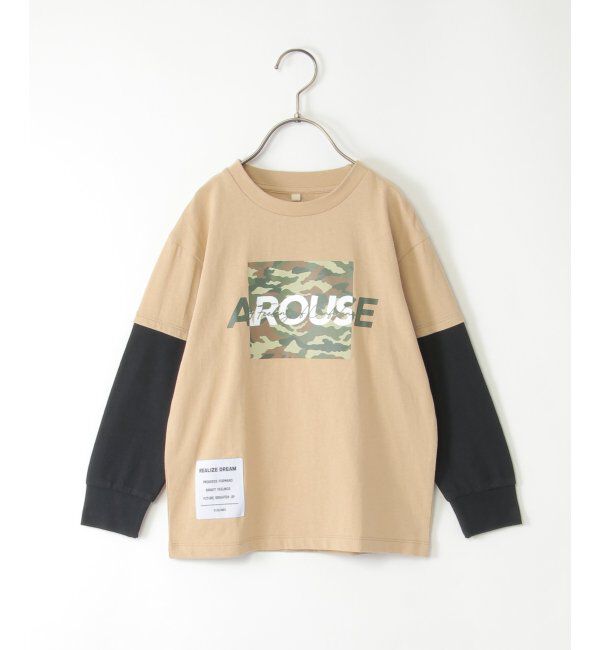 ikka kids「カモ柄袖レイヤーロンTシャツ（120~160cm）」|Tシャツ・カットソー|