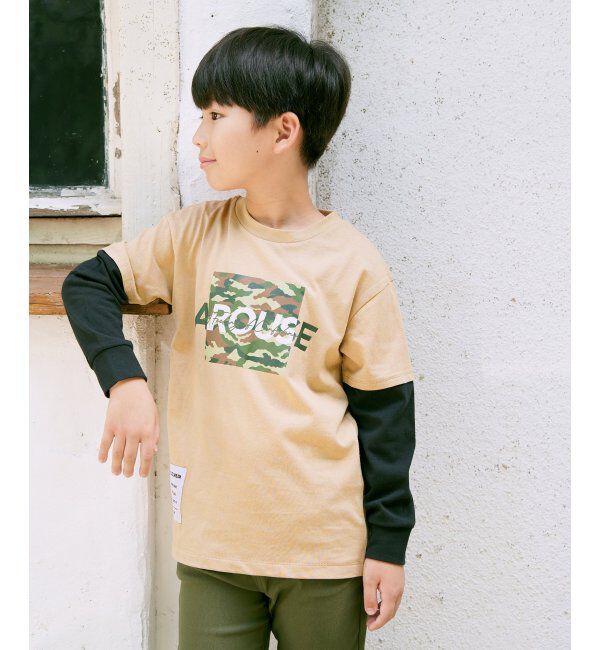 ikka kids「カモ柄袖レイヤーロンTシャツ（120~160cm）」|Tシャツ・カットソー|