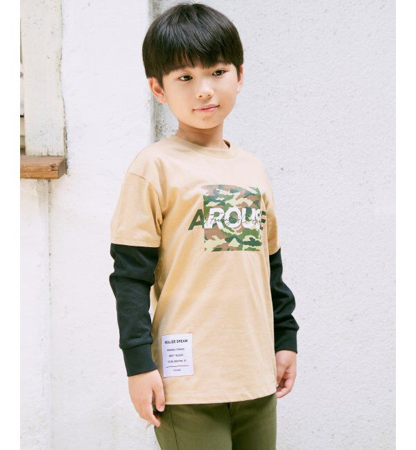 ikka kids「カモ柄袖レイヤーロンTシャツ（120~160cm）」|Tシャツ・カットソー|