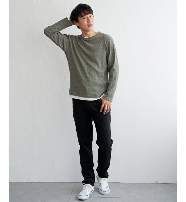 ikka「メランジワッフルフェイクロンTシャツ」|Tシャツ・カットソー|