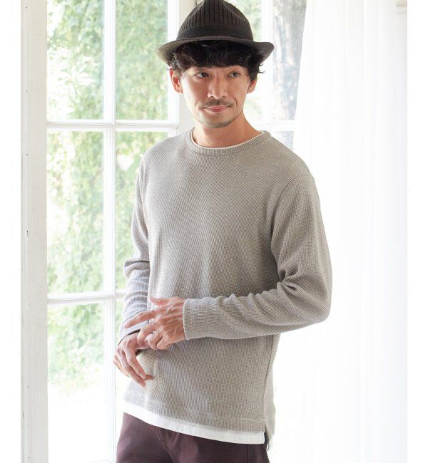 ikka「メランジワッフルフェイクロンTシャツ」|Tシャツ・カットソー|