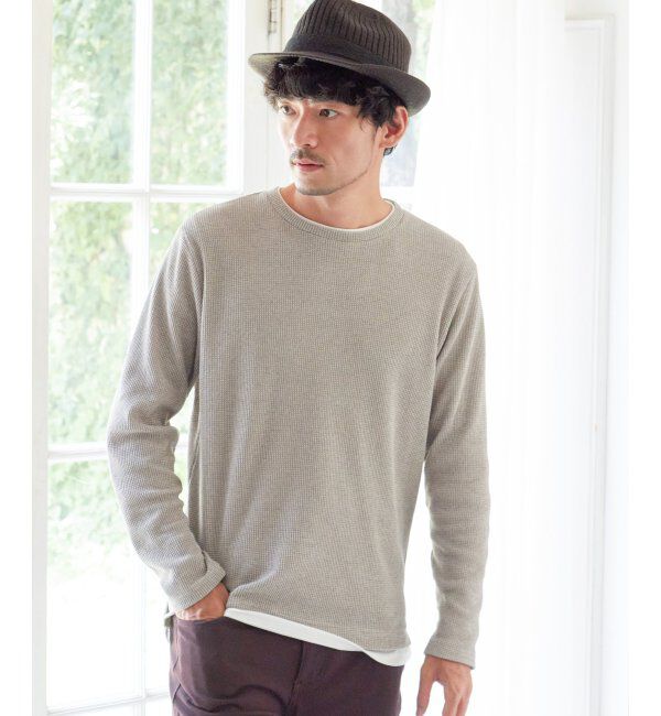 ikka「メランジワッフルフェイクロンTシャツ」|Tシャツ・カットソー|