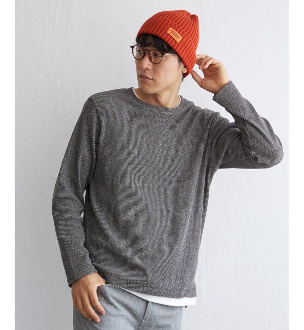 ikka「メランジワッフルフェイクロンTシャツ」|Tシャツ・カットソー|ブラウン