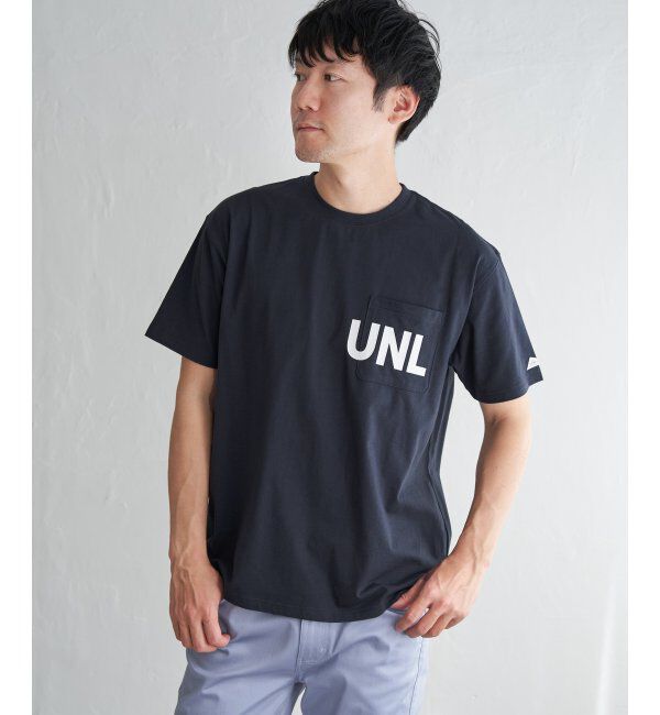 ikka「URBAN NATURE LIFE アーバンネイチャーライフ ロゴプリントポケTシャツ」|Tシャツ・カットソー|ネイビーブルー