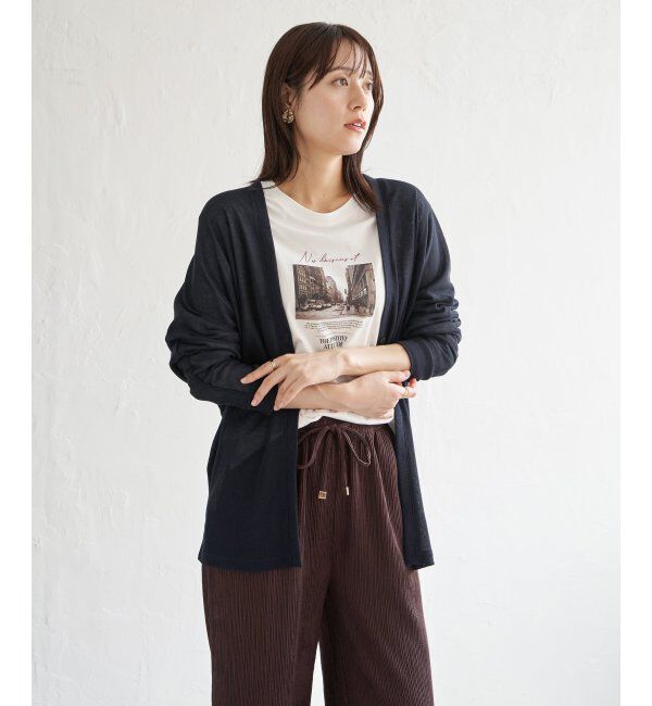 ikka「シアーフライスドルマンカーディガン」|カーディガン|ネイビーブルー