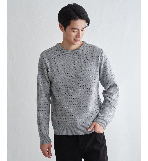 ikka「カラーバーズアイニット」|プルオーバー|グレー