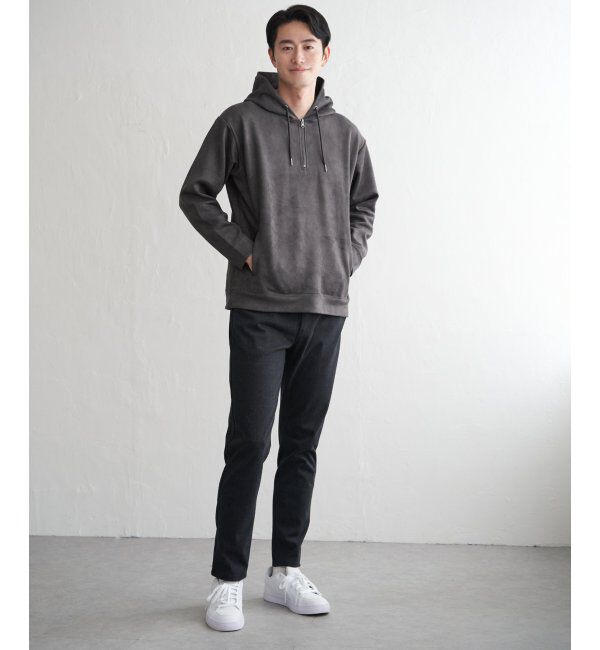 ikka「GOKU楽スエードハーフジップパーカ」|パーカー|