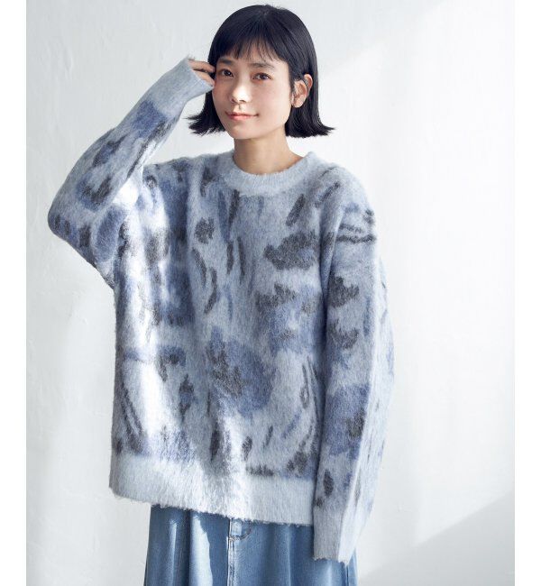 Lbc with Life「フラワージャカードふんわりプルオーバー」|カーディガン|ブルー