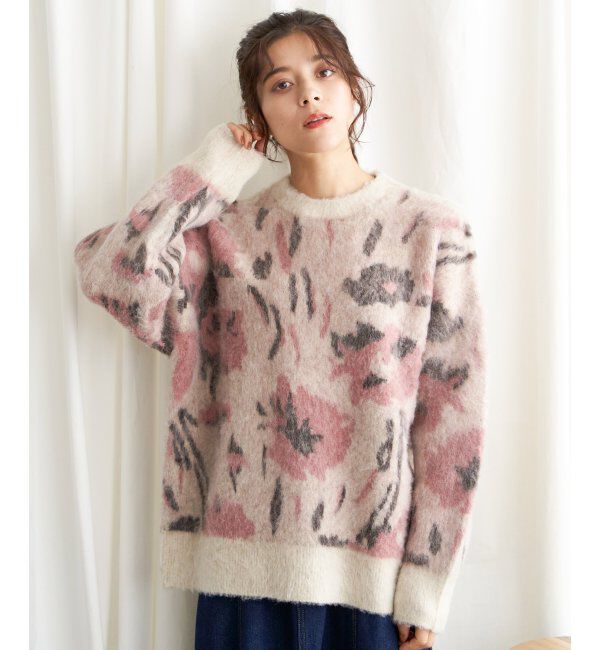 Lbc with Life「フラワージャカードふんわりプルオーバー」|カーディガン|