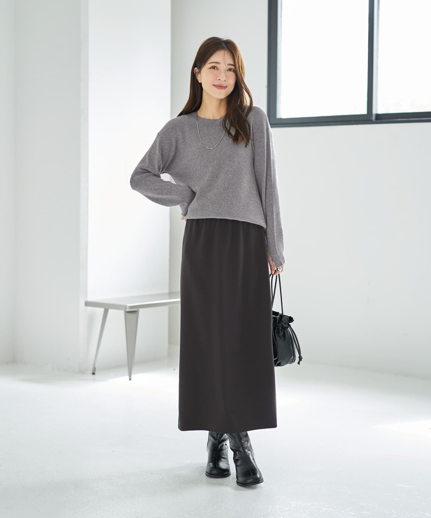 STYLE DELI「【LUXE】キラキラシアーとリブ生地のスカートセット」|スカート|