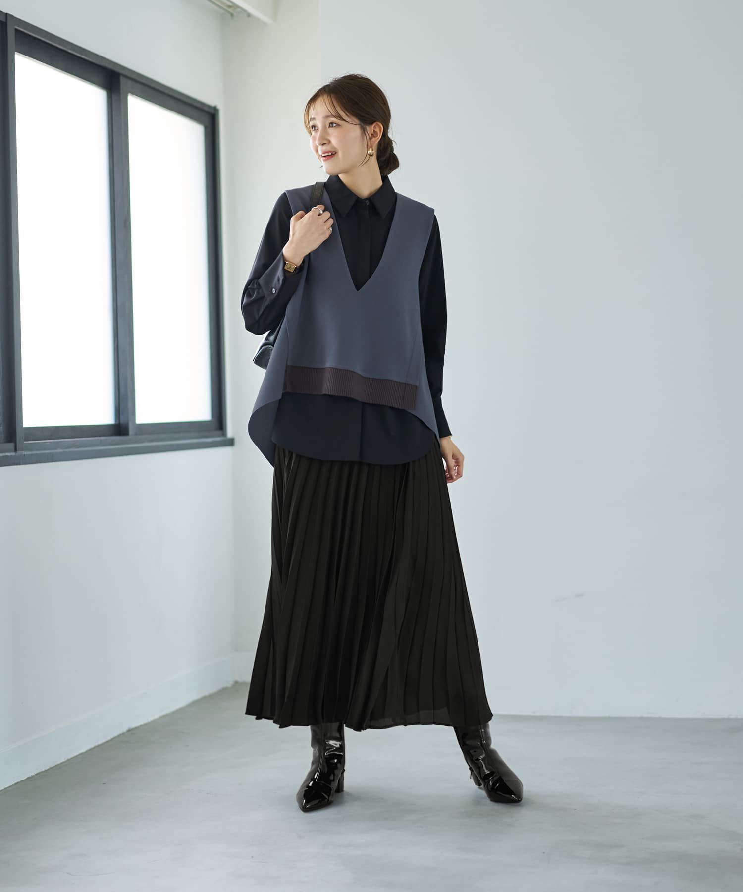 STYLE DELI「【LUXE】前後差テールVネックベスト」|ベスト・ジレ|