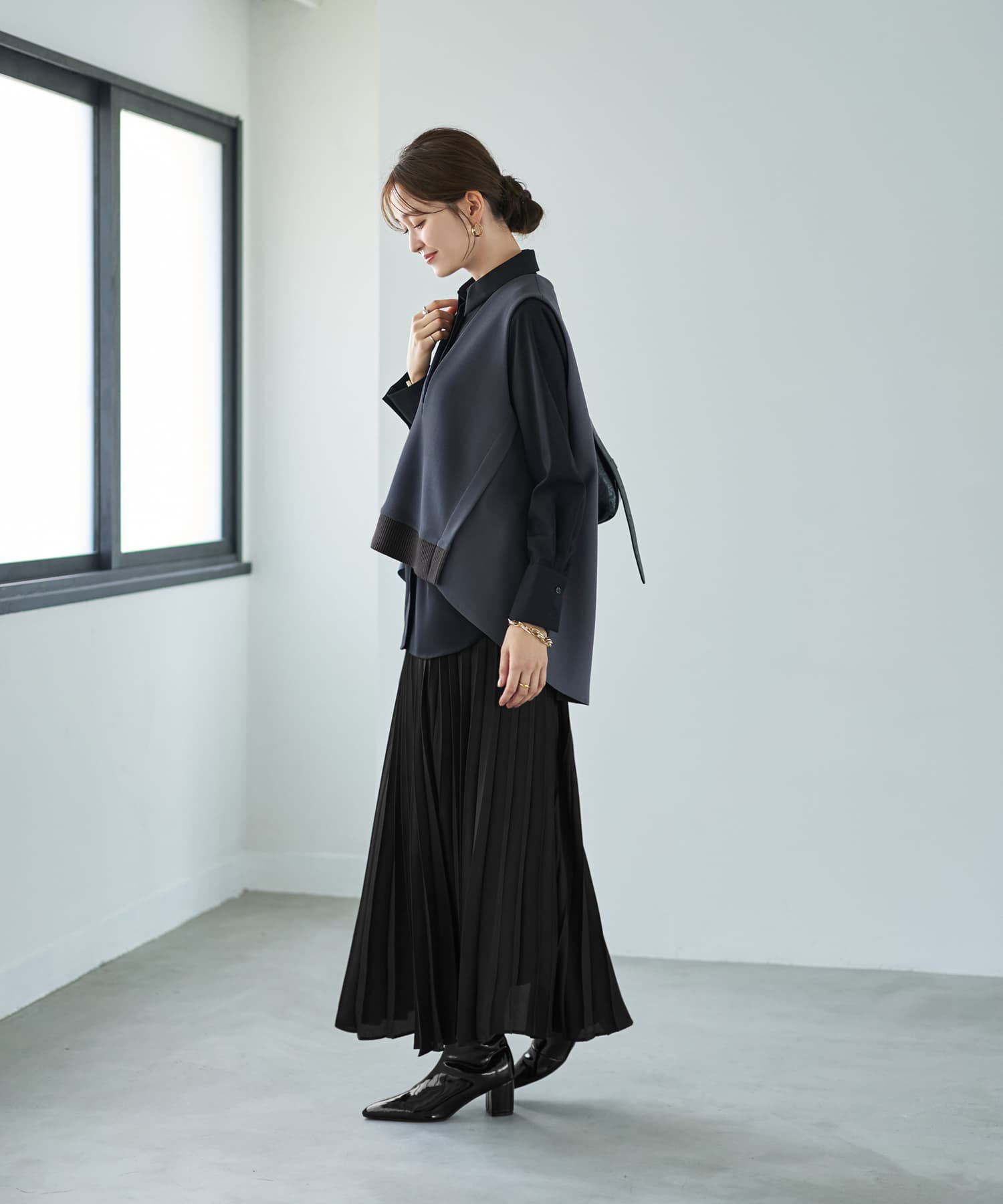 STYLE DELI「【LUXE】前後差テールVネックベスト」|ベスト・ジレ|