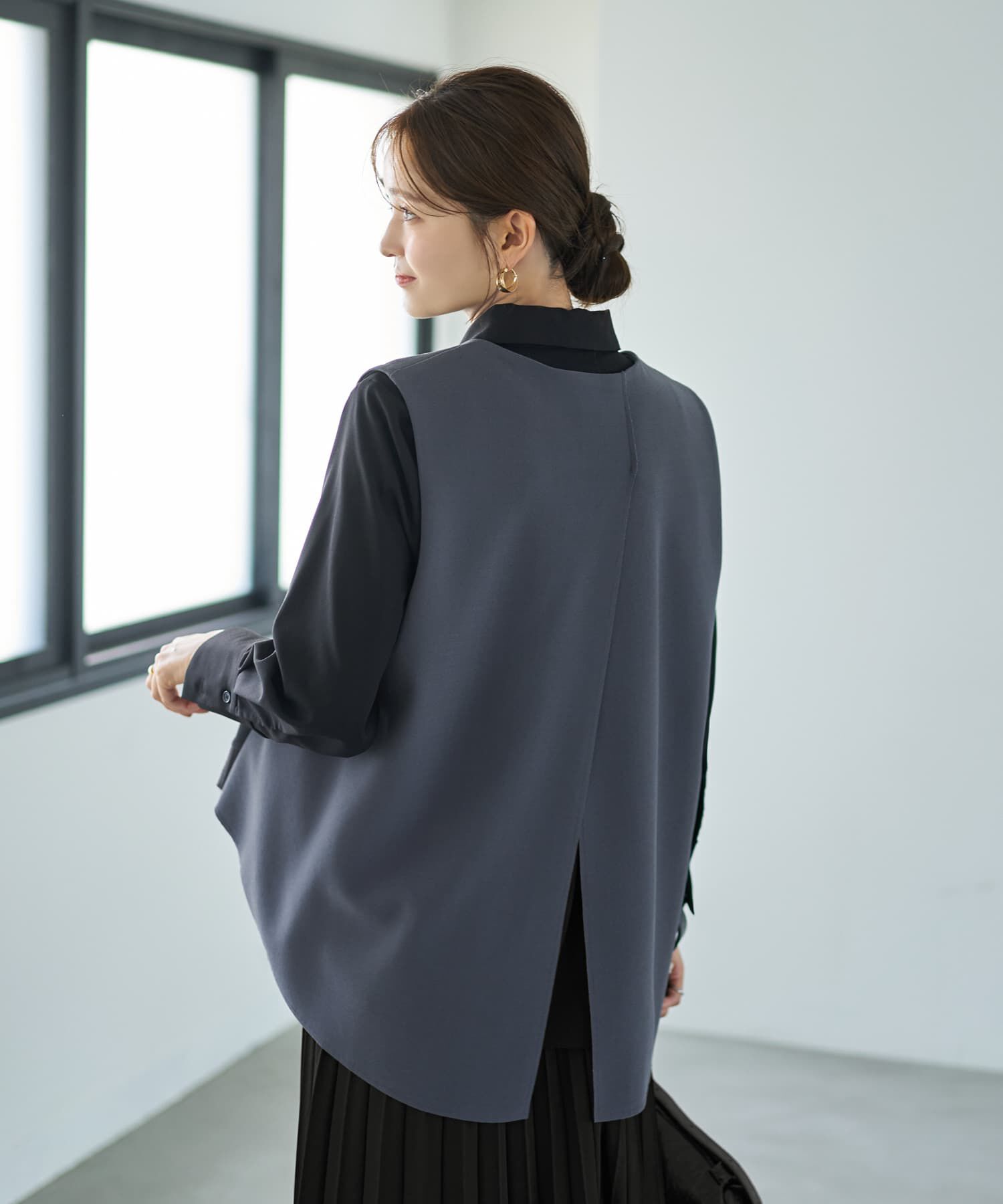 STYLE DELI「【LUXE】前後差テールVネックベスト」|ベスト・ジレ|