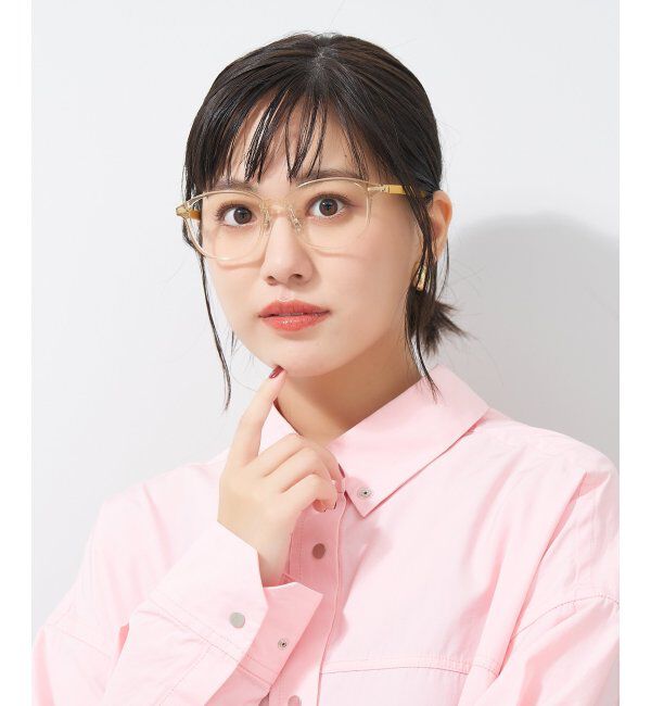  「ウェリントン型 メガネ | レザー調のラバーテンプルがオシャレでズレ落ちにくい ｜レンズ交換券付」|メガネ|ブラウン