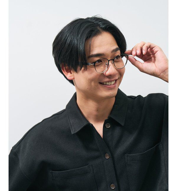  「ボストン型 メガネ | レザー調 ラバーテンプル 眼鏡 伊達メガネ 度付き CLASSIC レンズ交換券付」|メガネ|