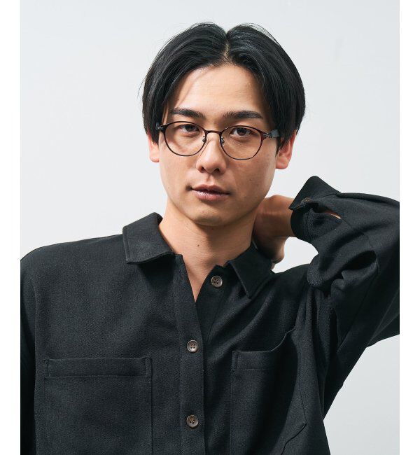  「ボストン型 メガネ | レザー調 ラバーテンプル 眼鏡 伊達メガネ 度付き CLASSIC レンズ交換券付」|メガネ|