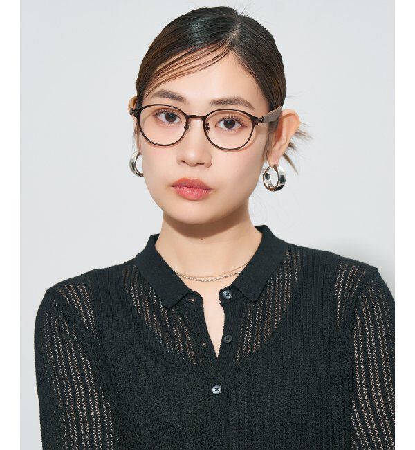  「ボストン型 メガネ | レザー調 ラバーテンプル 眼鏡 伊達メガネ 度付き CLASSIC レンズ交換券付」|メガネ|薄ブラウン1