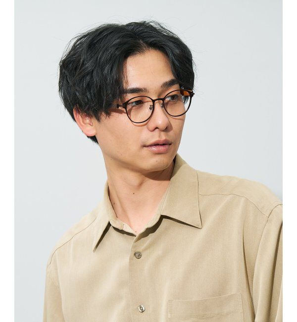  「ボストン型 メガネ | レザー調 ラバーテンプル 眼鏡 伊達メガネ 度付き CLASSIC レンズ交換券付」|メガネ|