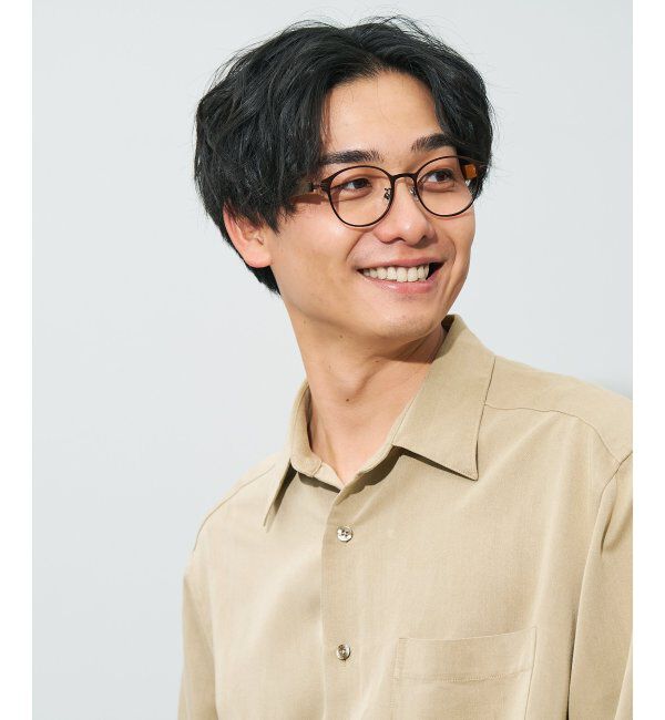  「ボストン型 メガネ | レザー調 ラバーテンプル 眼鏡 伊達メガネ 度付き CLASSIC レンズ交換券付」|メガネ|