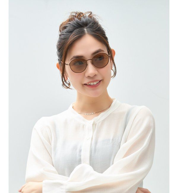  「Zoff meets LISA LARSON｜ラウンド型 サングラス｜リサ・ラーソン｜紫外線防止 UVカット｜ユニセックス」|サングラス|薄ブラウン1