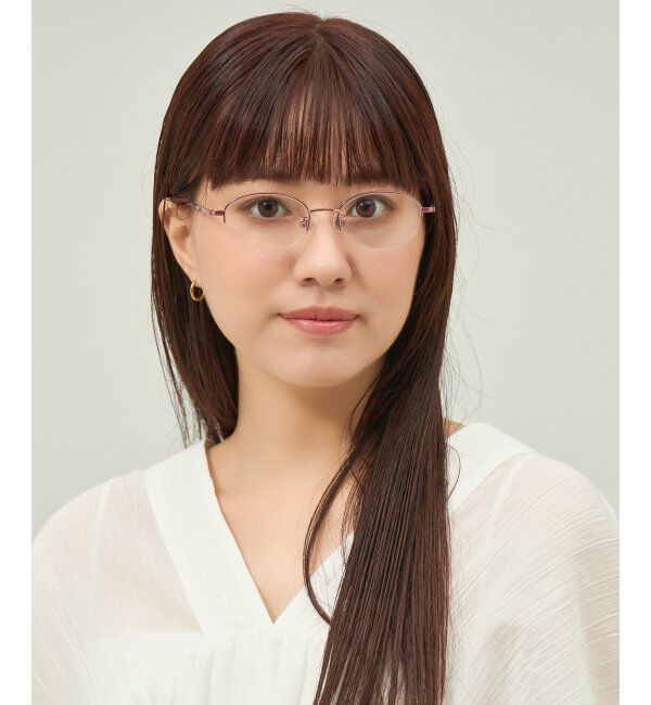  「オーバル型 メガネ 軽量 チタン｜大人可愛い｜伊達メガネ 度付きメガネ｜ビジネス レンズ交換券付」|メガネ|濃ピンク2