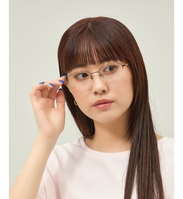  「オーバル型 メガネ 軽量 チタン｜大人可愛い｜伊達メガネ 度付きメガネ｜ビジネス レンズ交換券付」|メガネ|薄ブラウン