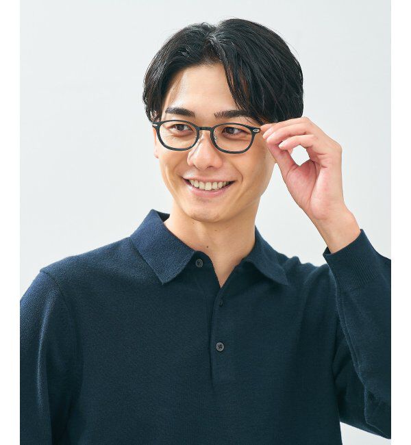  「ウェリントン型 メガネ | レザー調 ラバーテンプル ズレ落ち防止 眼鏡 伊達・度付き眼鏡  レンズ交換券付」|メガネ|