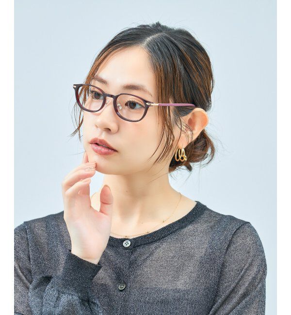  「ウェリントン型 メガネ | レザー調 ラバーテンプル ズレ落ち防止 眼鏡 伊達・度付き眼鏡  レンズ交換券付」|メガネ|レッド1