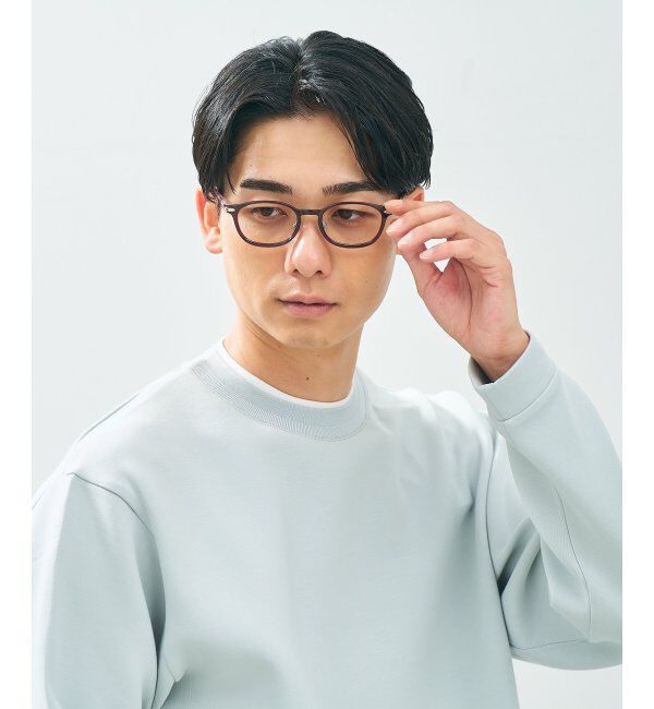  「ウェリントン型 メガネ | レザー調 ラバーテンプル ズレ落ち防止 眼鏡 伊達・度付き眼鏡  レンズ交換券付」|メガネ|