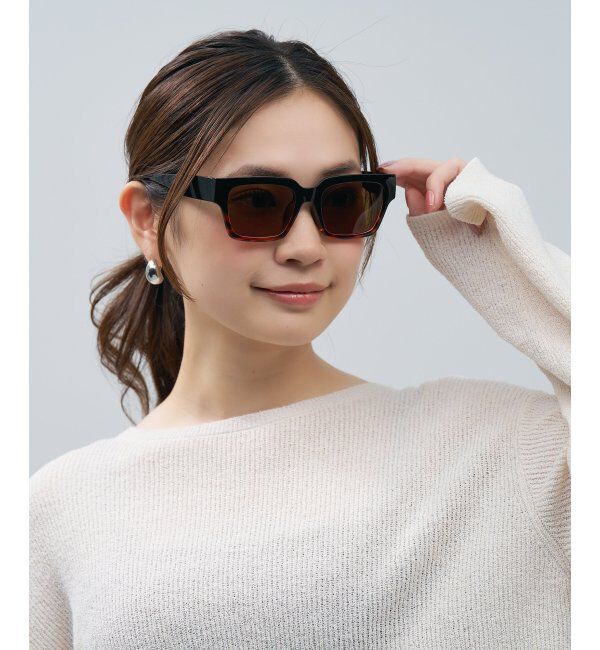  「SUNCUTGlasses/UV100%CUT ウェリントン型 サングラス [度無し専用] 四角 太縁 紫外線対策 UVカット」|サングラス|